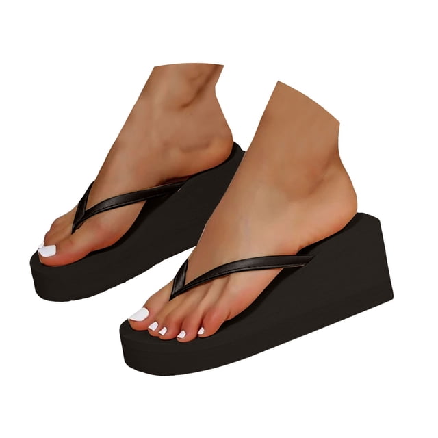IUJSOY Womens Platform Flip Flops Lightweight Summer Thong Sandals Comfortable Wedge Slides Shoes
