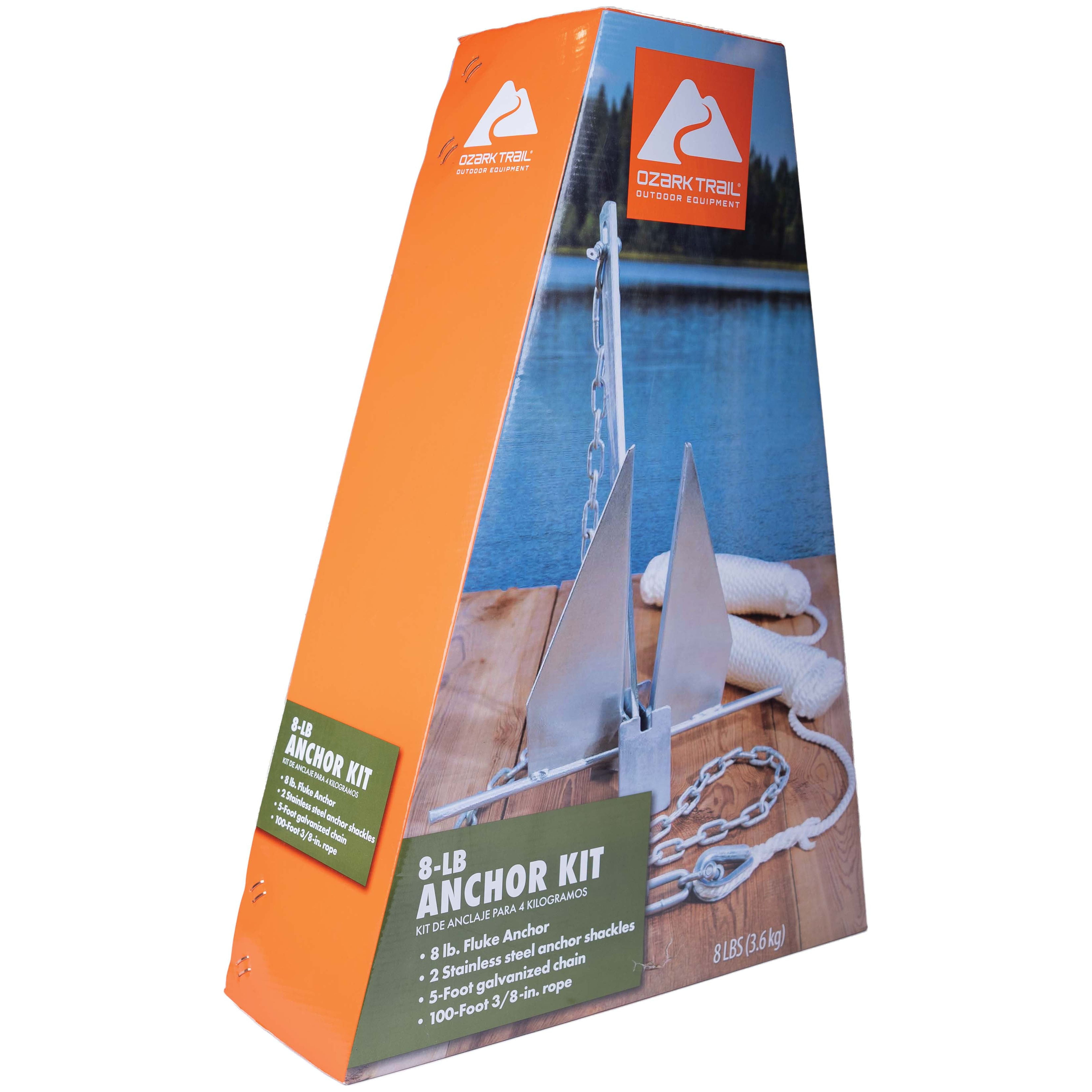 Ozark Trail Galvanized Steel Fluke Anchor Kit, 8 lb
