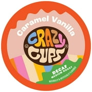 Crazy Cups Decaf Caramel Vanilla Coffee Pods, Medium Roast, 22Count for Keurig K-Cups Machines