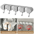 thumbnail image 5 of Broom Mop Holder with Hooks Wall Mounted Broom Storage Rack No Drilling Self-Adhesive Mop Broom Organizer Mop Holder Hanger for Bathroom Office Kitchen Closet Garage, 5 of 8