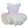 thumbnail image 2 of XDZJLR Girls Rompers Kids Summer Solid Color Suspender Dance Training Dress Children's Performance Puffy Dress Outfit Purple 18-24 Months, 2 of 5