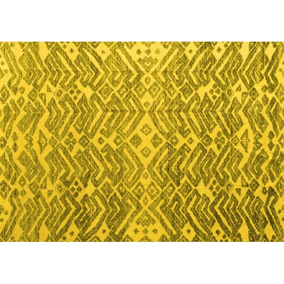 Ahgly Company Machine Washable Indoor Rectangle Abstract Yellow Modern Area Rugs, 5' x 7'