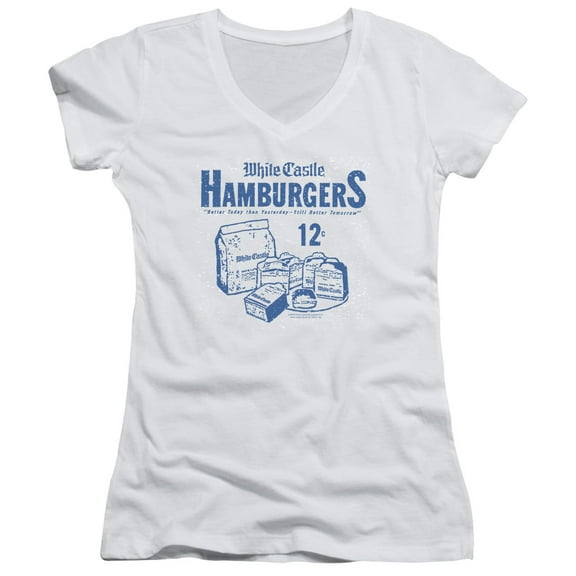 White Castle 12 Cents-Junior Women's T-Shirt V-Neck T-Shirt White