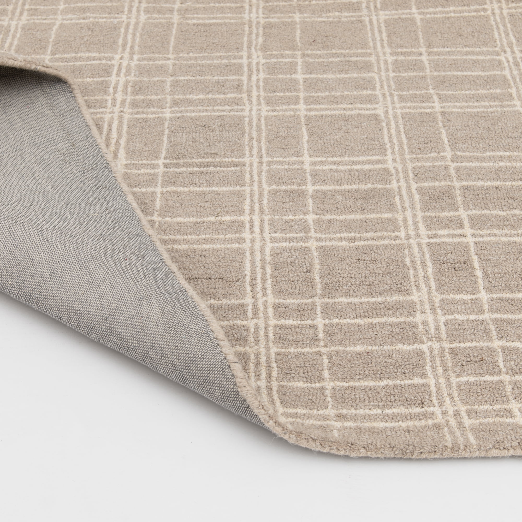 Better Homes & Gardens Beige Plaid Wool Indoor Area Rug, 7'10"x9'10"