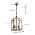 thumbnail image 3 of LNC 4-Light Farmhouse Wood Lantern Chandelier for Kitchen,Living Room, Dining Room,L12.6" x W12.6" x H23.62", 3 of 10