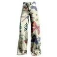 thumbnail image 6 of Women's Casual Pants Women'S Wide Leg Pant Vintage Floral Print High Waisted Straight Stretch Pants With Pockets,Green Women's Casual Pants XXXL, 6 of 8