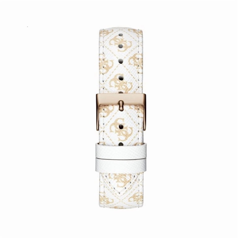 GUESS LADIES ROSE GOLD TONE CASE WHITE GENUINE LEATHER WATCH  display picture 3