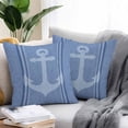 thumbnail image 2 of Nautical Anchor Outdoor Pillow Covers Set of 2 Blue Navy Stripe Fabric Texture Ocean Waterproof Throw Pillow Case Decorative Square Cushion Cover for Patio Couch Garden Balcony, 24"x24", 2 of 9