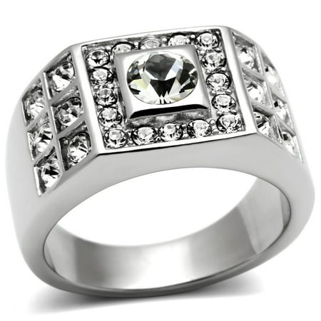 

Beautops TK350 - High polished (no plating) Stainless Steel Ring with Top Grade Crystal in Clear - 11