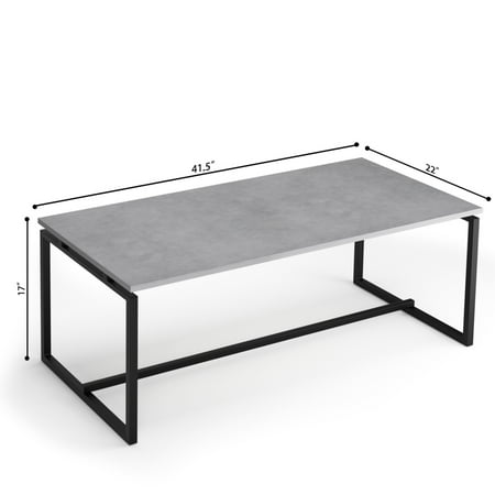 Gymax Metal Frame Cocktail Coffee Table Cement Color Rectangular Accent Living Room Canada Gymax Metal Frame Cocktail Coffee Table, Coffee Tables With Metal Frames