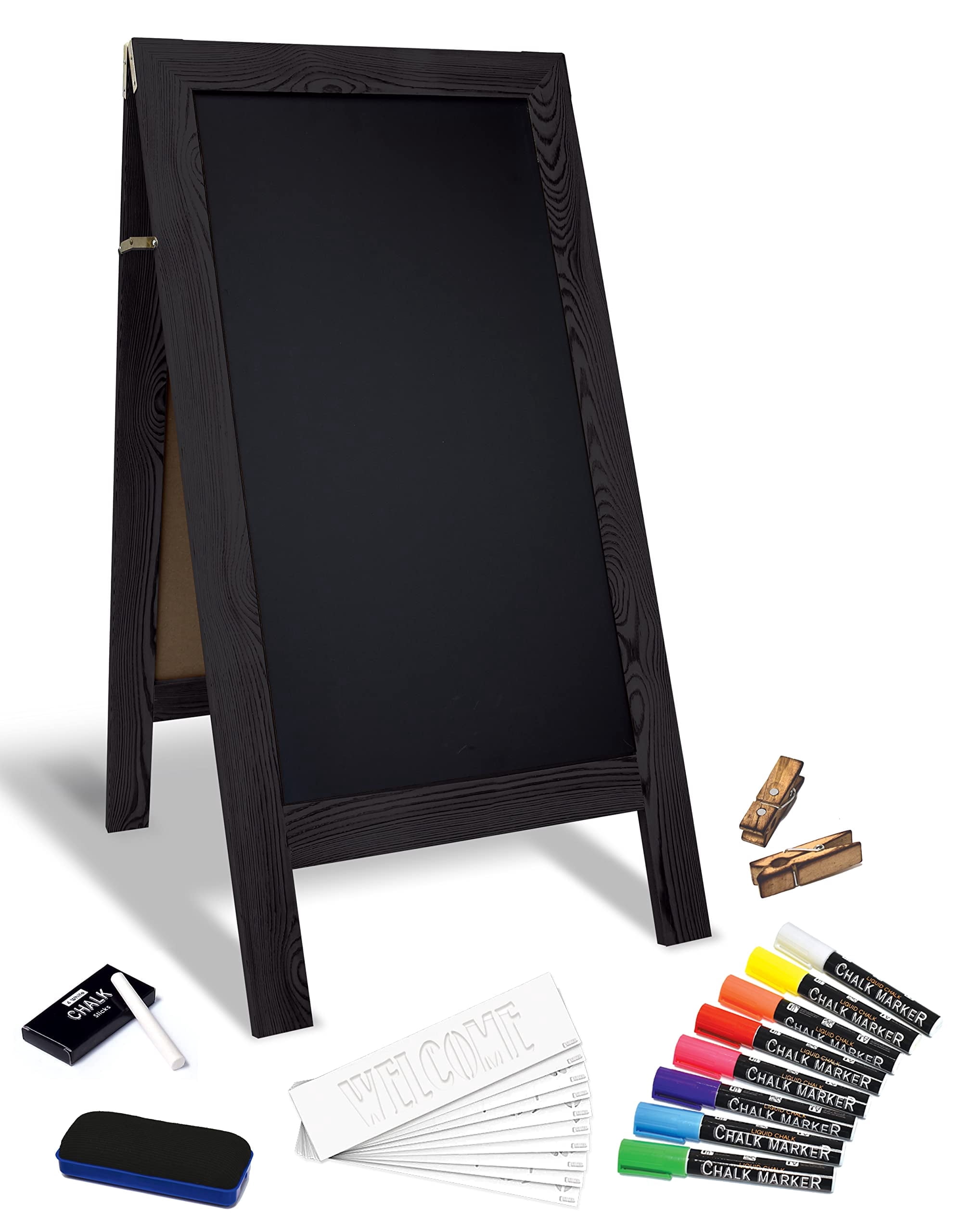 Better Office Products Magnetic A-Frame Chalkboard Sign - 20x40 Inches With Chalk & Marker