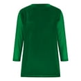 thumbnail image 4 of Olyvenn 3/4 Long Sleeve Mesh Velvet Shirts for Women Dressy Loose Crewneck Office Blouses Elegant Business Casual Party Tops Green S, 4 of 5