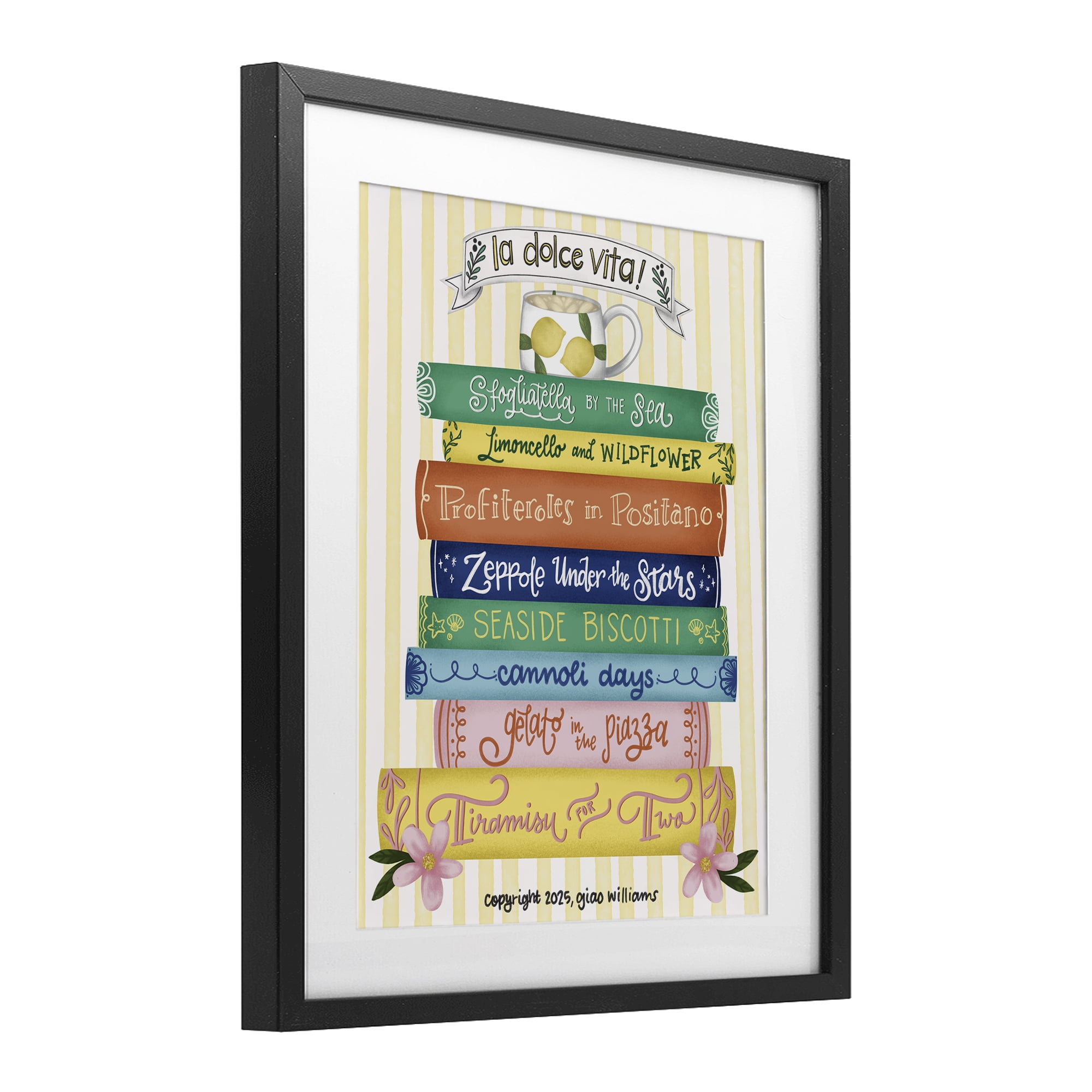 Stupell Industries Italian Kitchen Cook Books Black Framed Print Under Glass, design by Giao Williams