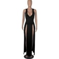 thumbnail image 5 of HLSOHJP Women's Double Slit Maxi Tank Dress Sleeveless Deep V-Neck Low Cut High Split Cover Up Long Bodycon Wrap Dress, 5 of 6