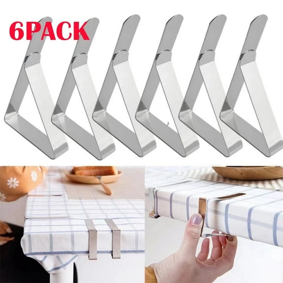 Tablecloth Clips 6 Pack Stainless Steel Table Cover Clamps Holder for Picnic BBQ Wedding DIY Party