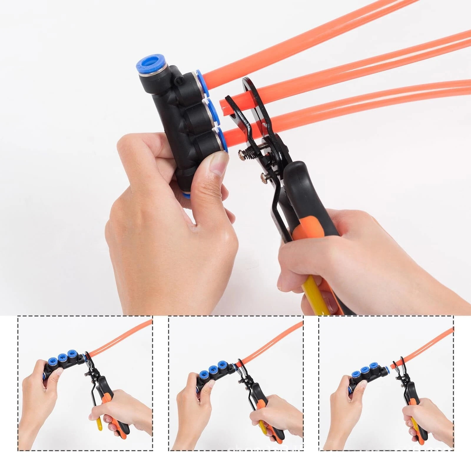 Dwellin Push To Fittings Air Line Disconnect Tool Kit Push Fitting Removal Tool For 1/4” 5/16” 3/8” 1/2” (6mm 8mm 10mm 12mm) Quick Release Pliers With 15 Pcs Pneumatic Fittings