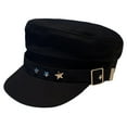 thumbnail image 2 of Opvise Women Fashion Extended Brim Beret Hat Flat Dome Star Decor Adjustable Newsboy Hat Outdoor Solid Color Painter Hat Streetwear Black, 2 of 8