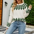 thumbnail image 1 of Cardigan pour Femmes Femmes Mode Décontractée Rétro Impression Couleur Tricot Manches Longues Col Roulé Chandail Cardigan pour Filles en Liquidation, 1 of 5