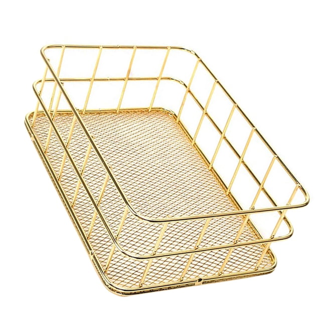 S L Size Storage Basket Golden Iron Storage Basket Multifunctional Wire Mesh Desktop Storage Organizer for Home Wicker Supplies Glod L