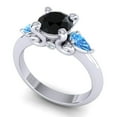 thumbnail image 2 of 2.50 Carat Round Cut Black Onyx & Blue Topaz Gemstone Beautiful Wedding Ring for Ladies 18K White Gold Size 4.5 by Diamond-Capitals, 2 of 8