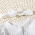 thumbnail image 6 of Staki Baby Clothing Baby Girl Bodysuit Long Sleeve Ribbed Knitted Onsies Ruffle Collar and Flutter Sleeve Fall Winter Clothes(White,6-9 Months), 6 of 6