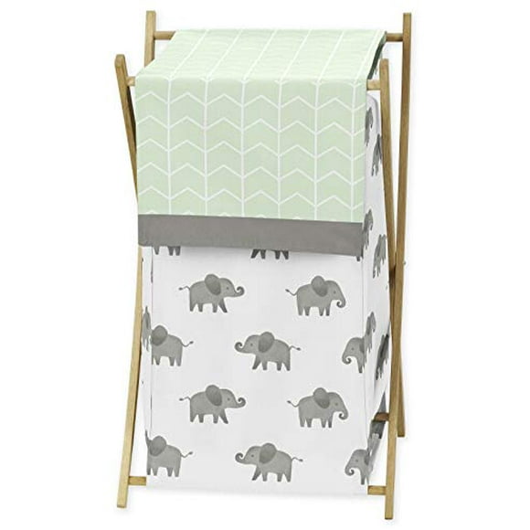 Sweet Jojo Designs Mint, Grey and White Baby Kid Clothes Laundry Hamper for Watercolor Elephant Safari Collection