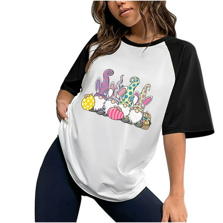

Cute Scrub Tops for Women Crewneck Funny Easter Day Tee Shirts Plus Size Round Neck T Shirts Comfy Loose Comfy Tees for Leggings