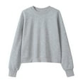 thumbnail image 4 of Sexlip Cropped Sweatshirts for Women Cotton Long Sleeve Crop Tops Crewneck Pullover Oversized Sweater Gray M, 4 of 9