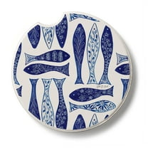 Thirstystone "Blue Fish" Single Absorbent Stone Car Coaster