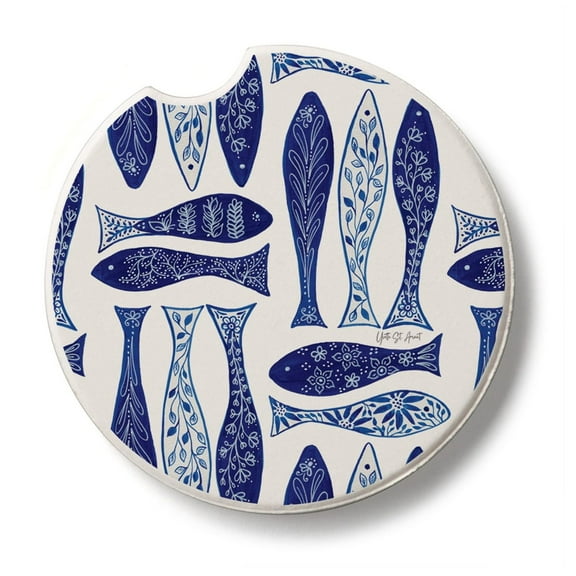 Thirstystone "Blue Fish" Single Absorbent Stone Car Coaster
