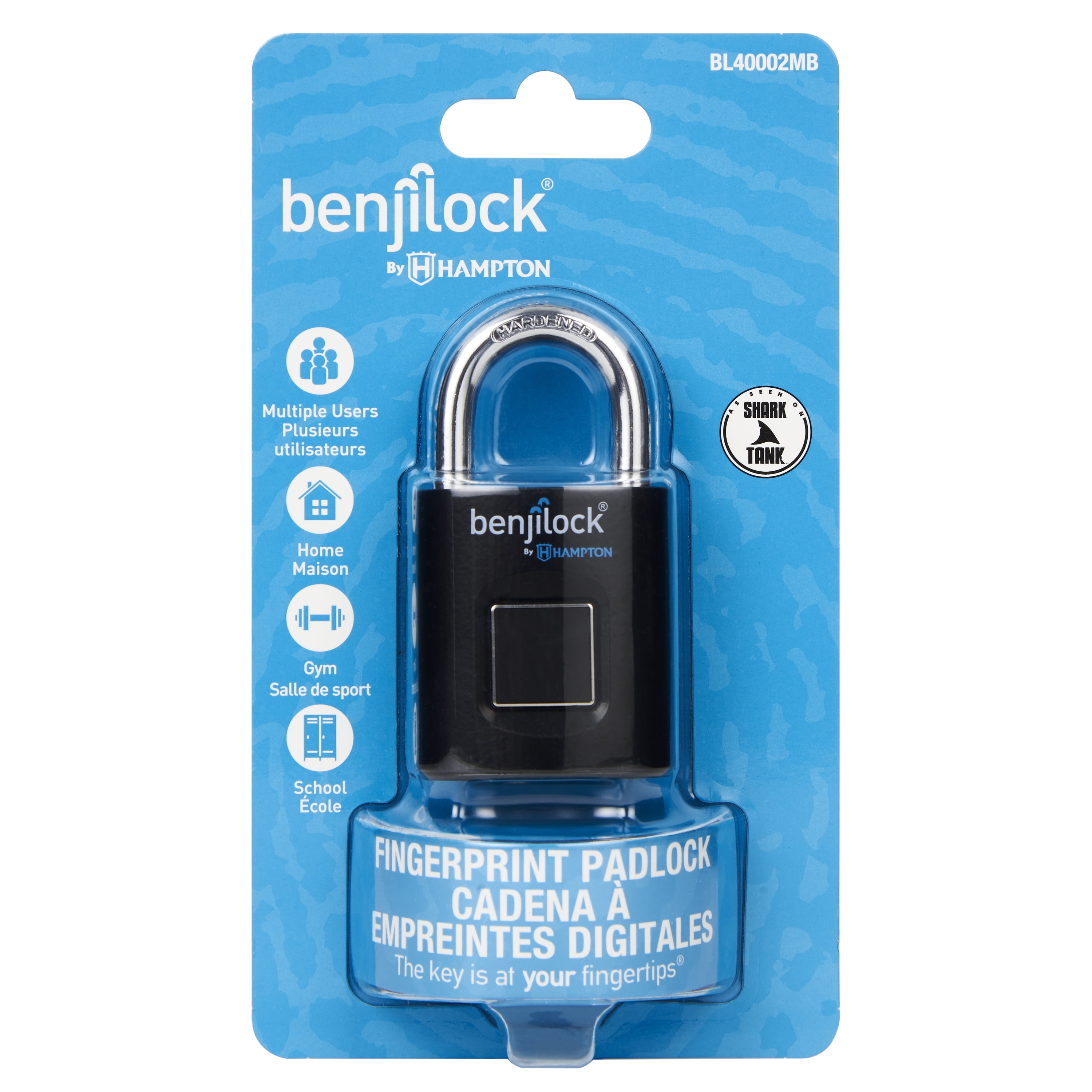 BenjiLock by Hampton® Fingerprint Padlock, 43mm Body with 15/16 inch  Shackle, Black 