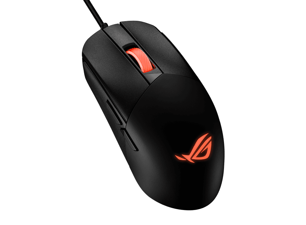 Asus ROG Strix Impact III Gaming Mouse, Semi-Ambidextrous, Wired, Lightweight, 12000 DPI sensor, 5 programmable buttons, Replaceable switches, Paracord cable, FPS gaming mouse, Black