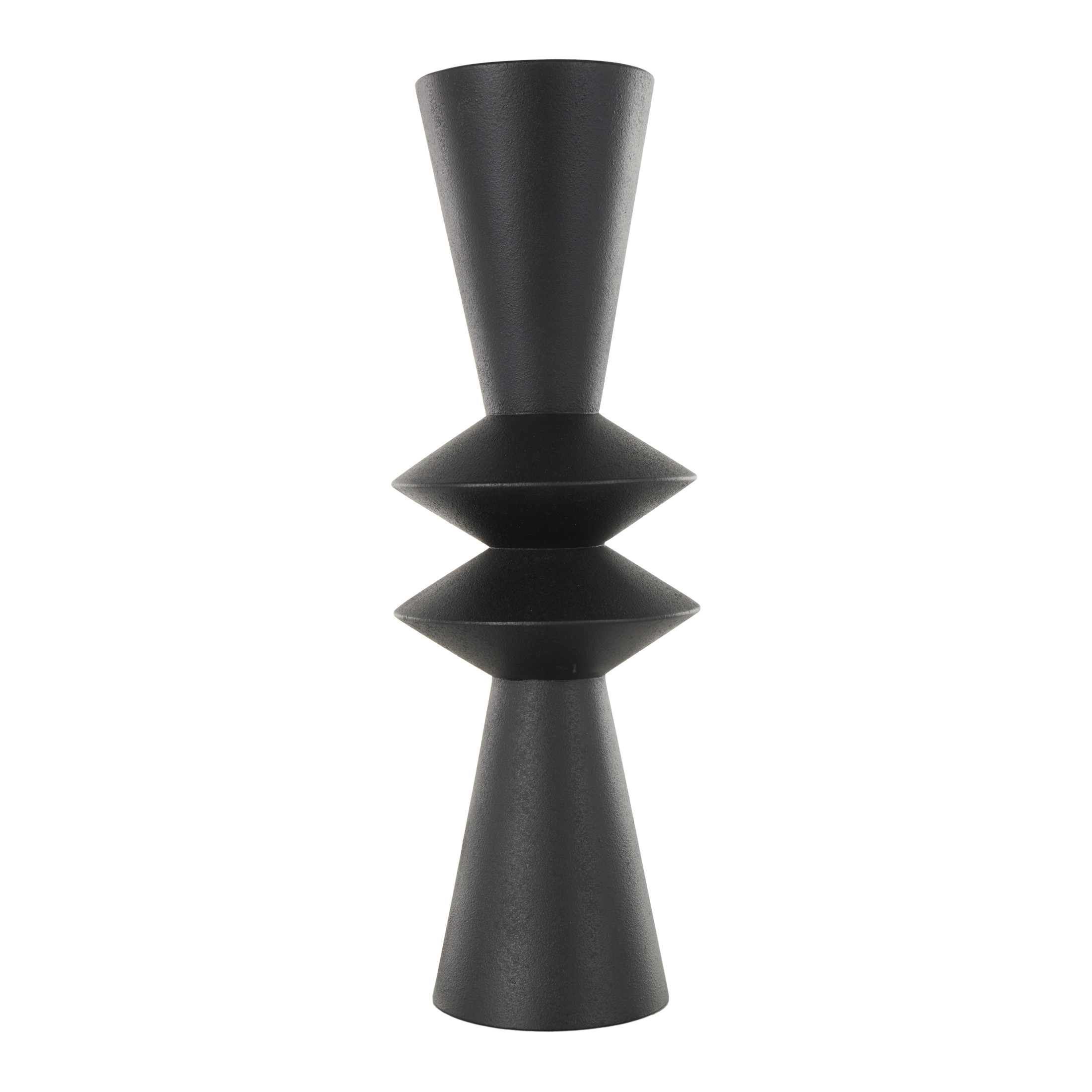 DecMode 23" Art Deco Fluted Black Metal Vase