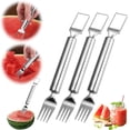 thumbnail image 5 of 2 Pack 2-in-1 Watermelon Fork Slicer Cutter, Summer Stainless Steel Watermelon Fruit Cutter, Portable Fruit Forks Slicer Knife Kitchen Gadgets for Family Parties Camping, 5 of 9