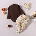thumbnail image 4 of VNKIDY Boys Outfits Baby Thanksgiving Outfit Set With Long Sleeve Letter Prints Bodysuit Cartoon Prints Elastic Waisted Pants Matching Beanie For Thanksgiving Celebration Stylish Sets, 4 of 9