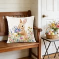thumbnail image 4 of Easter Pillow Covers with Rabbits and Egg Patterns, Decorative Linen Throw Pillow Cases, Square Cushion Covers for Sofa Couch Home Holiday Decor, 4 of 6