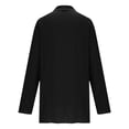 thumbnail image 4 of Summer Solid Color Button Front Shirt for Women Relaxed Fit Three Quarter Sleeve V Neck Lightweight Top Black M, 4 of 6