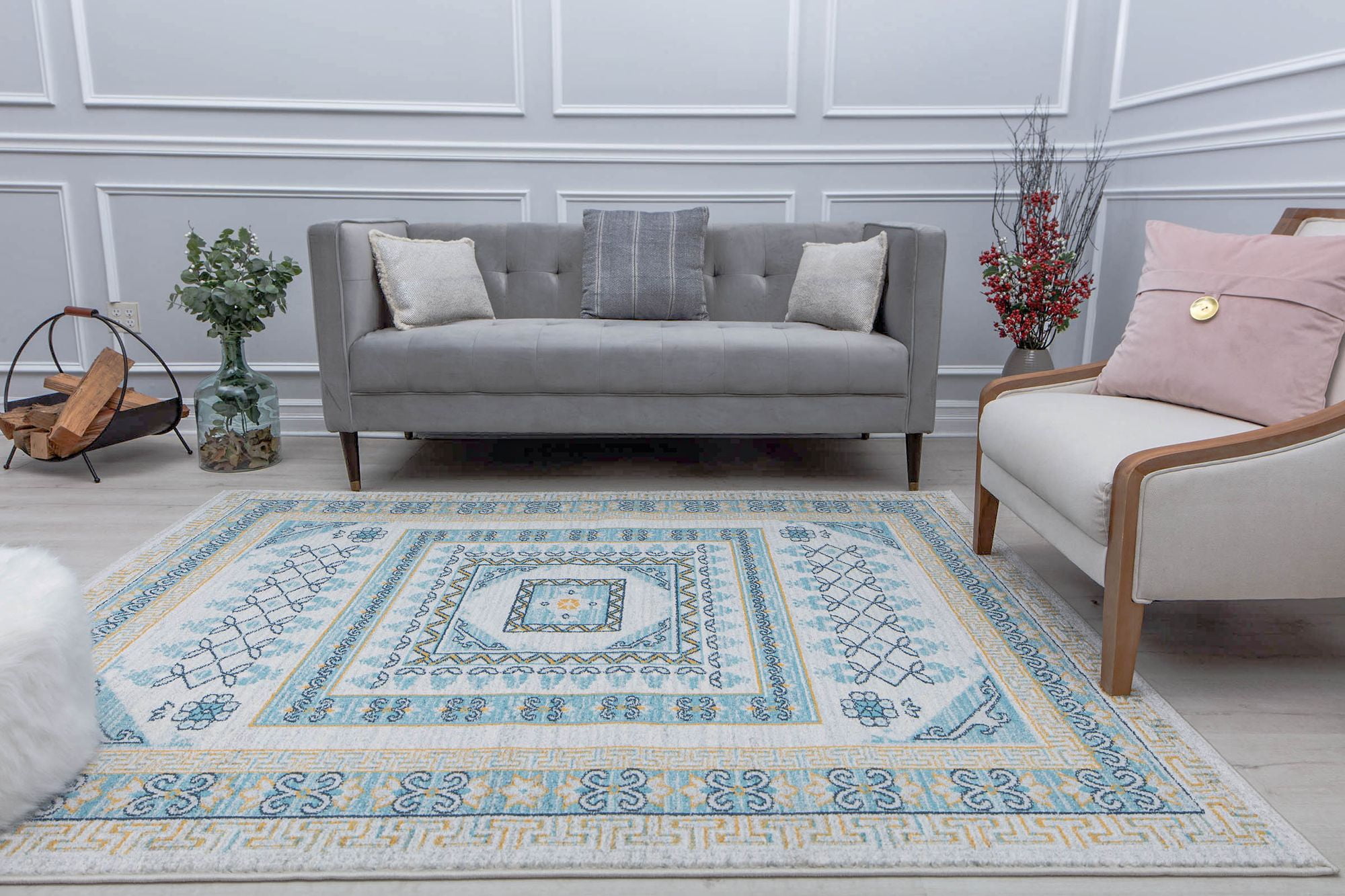 Harper HY40G Morning Glory Abstract Vintage Gray Area Rug, 5'3" x 7'0"