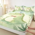 thumbnail image 4 of Castle Fairy Watercolor Cute Crocodile Queen Sheets 4 Pieces,Tiny Bird Tropical Leaf Print Queen Sheet Sets,Sage Pale,1 Fitted Sheet,1 Flat Sheet and 2 Pillowcases, 4 of 6