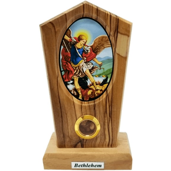 Saint Michael Icon Olive Wood Stand