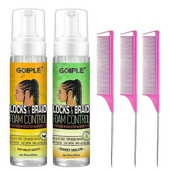 Goiple Hair Mousse for Braids, Twist, Locs - Braid Foam Control Mousse, No Flake, High Shine Style and Moisturizes, Lightweight Easy to Apply 16 fl oz (2pcs)