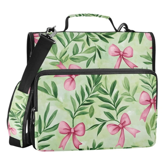 ALAZA Zipper Binder Bows Leaves 3 Ring Trapper Keeper File Folder Organizer Bag