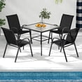 thumbnail image 4 of Costway Set of 4 Patio Dining Chairs Stackable Armrest Space Saving Garden Black, 4 of 8
