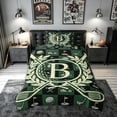 thumbnail image 3 of meiyoeat Golf B Initial Green Check Twin Duvet Cover, Sport Monogram Initial Twin Bedding for Boys Girls, Black Reversible, 2 Pieces, 1 Duvet Cover and 1 Pillowcase, 3 of 6