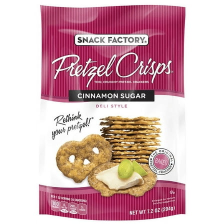 Snack Factory Pretzel Crisps, Cinnamon Sugar (Pack of 8)