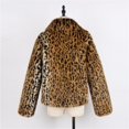 thumbnail image 5 of Women Cheetah Leopard Print Lapel Fleece Jacket Fall Winter Long Sleeve Soft Plush Outerwear Coat Apparel Clothing A L, 5 of 5