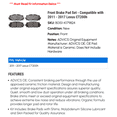 thumbnail image 2 of Front Brake Pad Set - Compatible with 2011 - 2017 CT200h 2012 2013 2014 2015 2016, 2 of 2