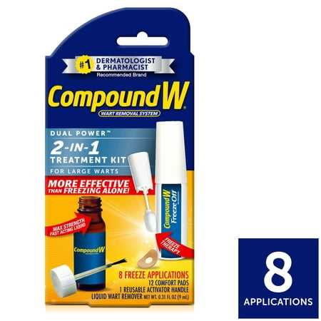 Compound W 2-in-1 Treatment Kit for Large Warts, Freeze Off & Liquid Wart (Best Over The Counter Wart Freeze)