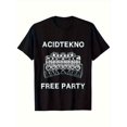 thumbnail image 1 of Men's Music Tech Graphic Inspired FREE PARTY & Amplifier Design Printed pattern short-sleeved shirt, 1 of 5