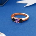 thumbnail image 4 of Gem Stone King 0.92 Ct Round Purple Amethyst Black Onyx 18K Rose Gold Plated Silver Ring (Size 7), 4 of 4